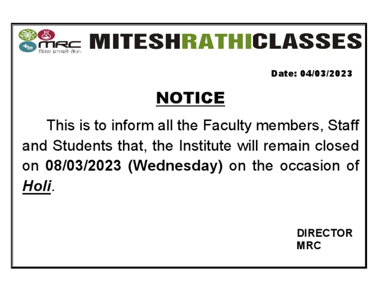 holi notice in office
