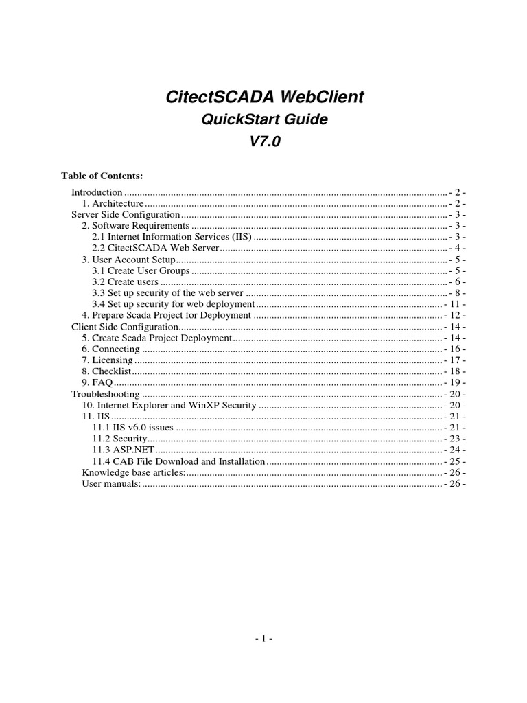CitectSCADA WebClient QuickStart Guide | PDF | World Wide Web ...