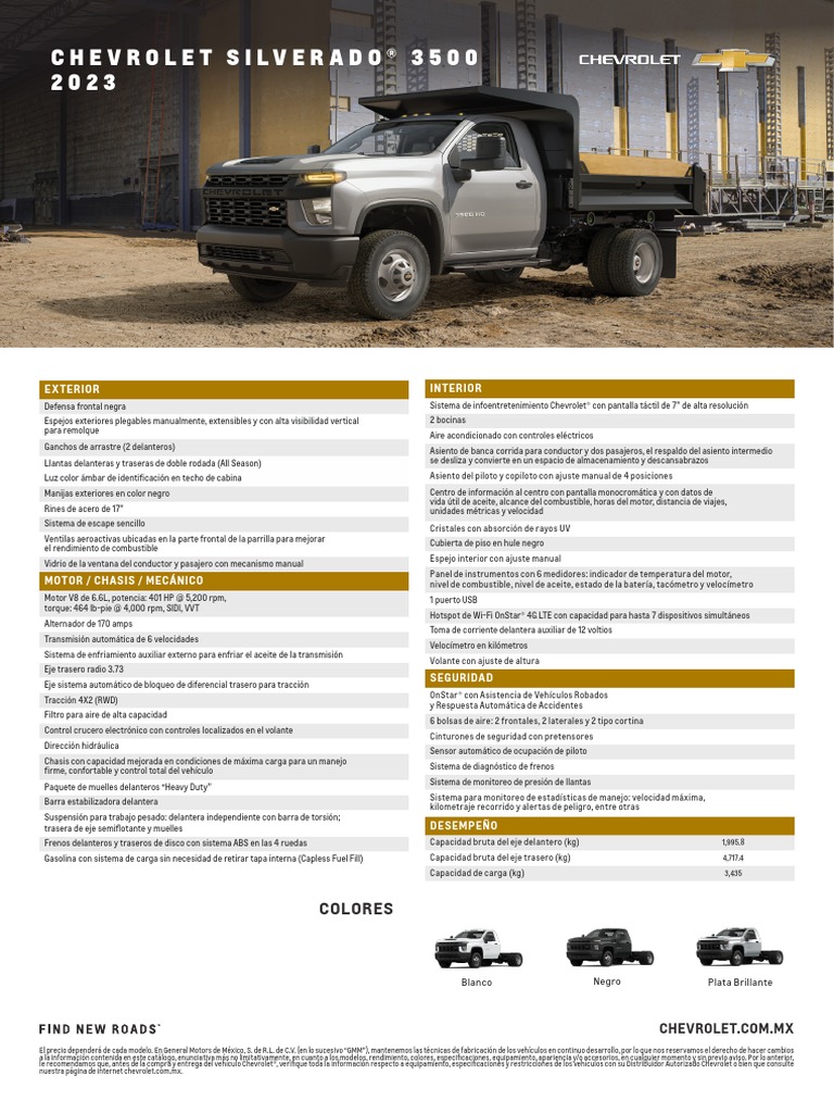 2023 Silverado 3500 Ficha Tecnica | PDF | Eje | Direccion