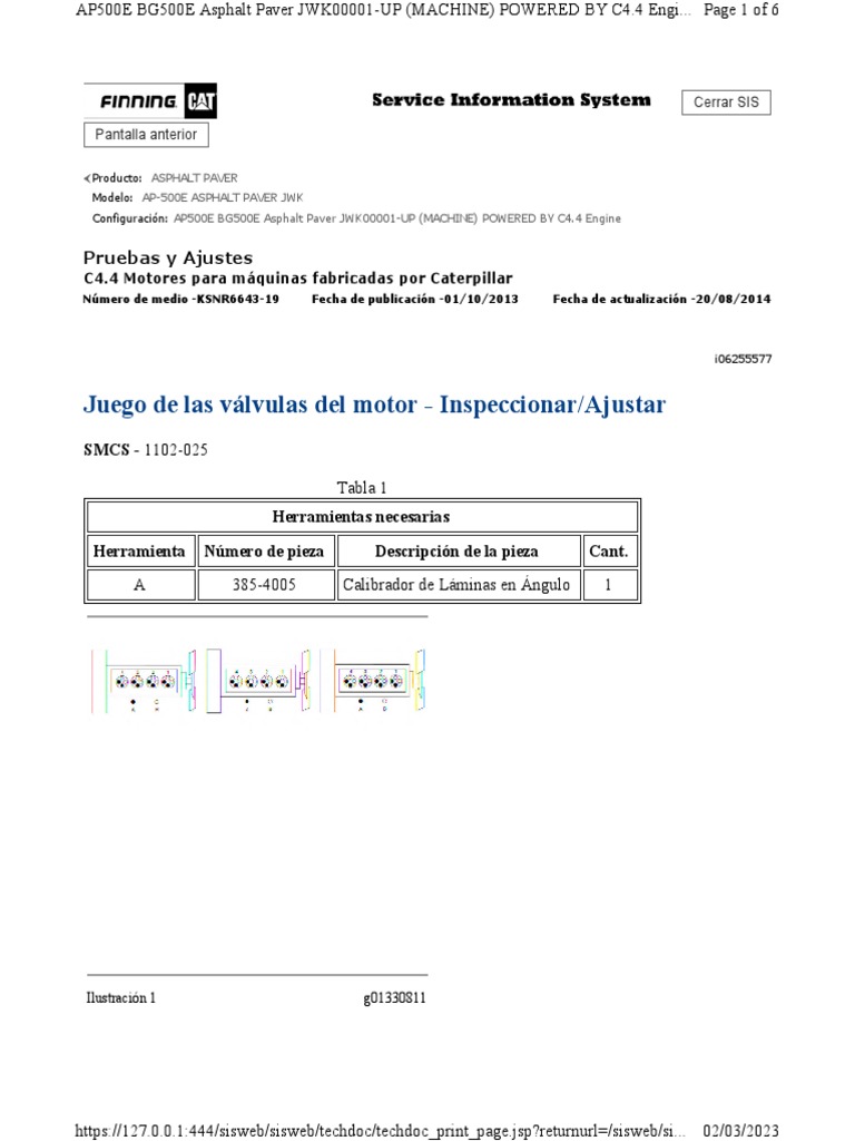 Calibracion Valvulas c4.4 Ap500 - 101803 | PDF | Tecnología del motor ...