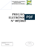 Pregão Eletrônico #007/2023: Prefeitura Municipal de Wanderley Estado Da Bahia