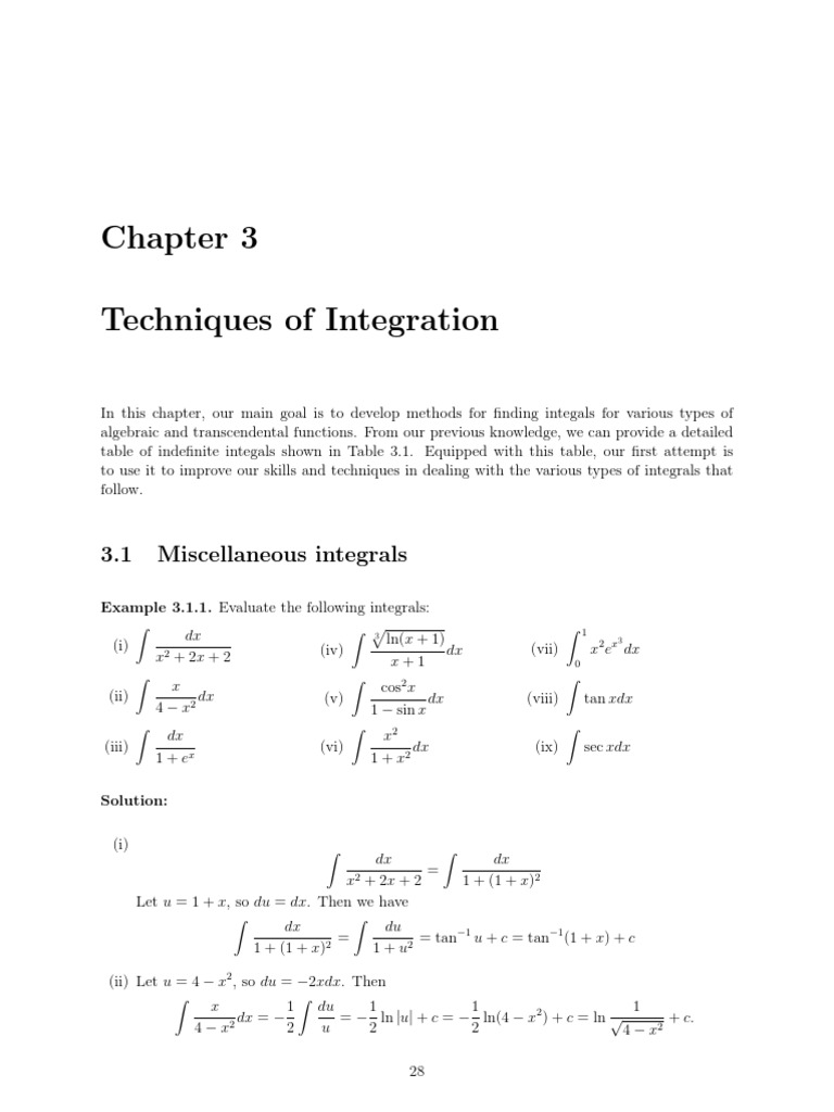 Techniques of Integration | PDF | Trigonometric Functions | Algebra