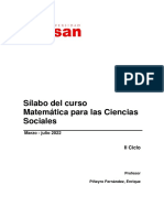 Matemática para Las Ciencias Sociales (Sílabo 2022-1)