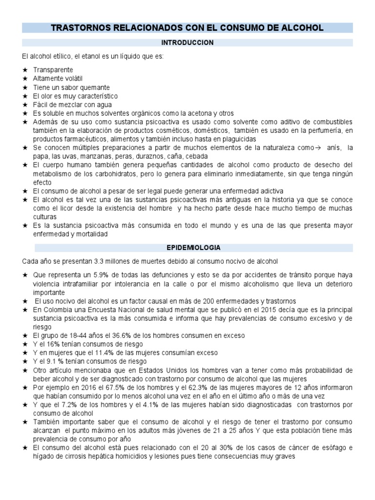 Trastornos por Consumo de Alcohol: Epidemiología y Efectos | PDF ...