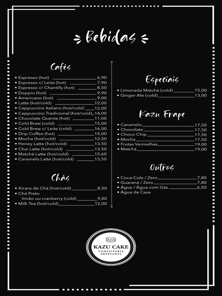 Menu digital kazu cake qr code pdf