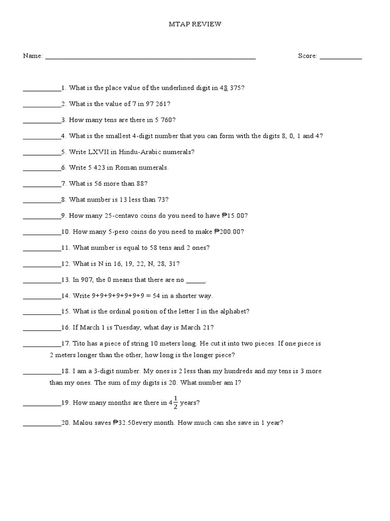 Mtap Review3 | PDF