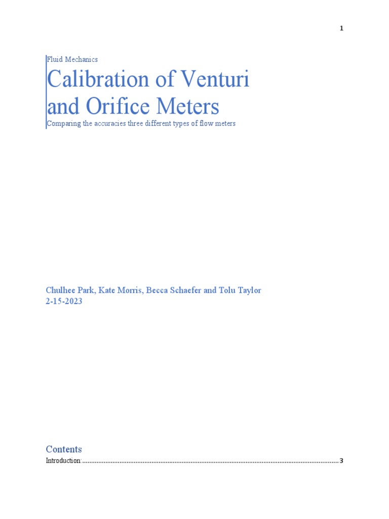 Venturi Lab PDF Flow Measurement Pressure Measurement