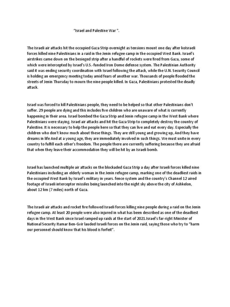 Israel and Palestine War | PDF | Israel | World Politics