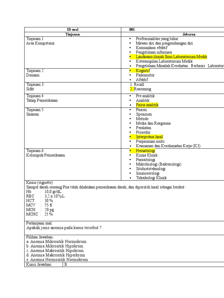 Soal Ujian Hematologi Laboratorium Pdf