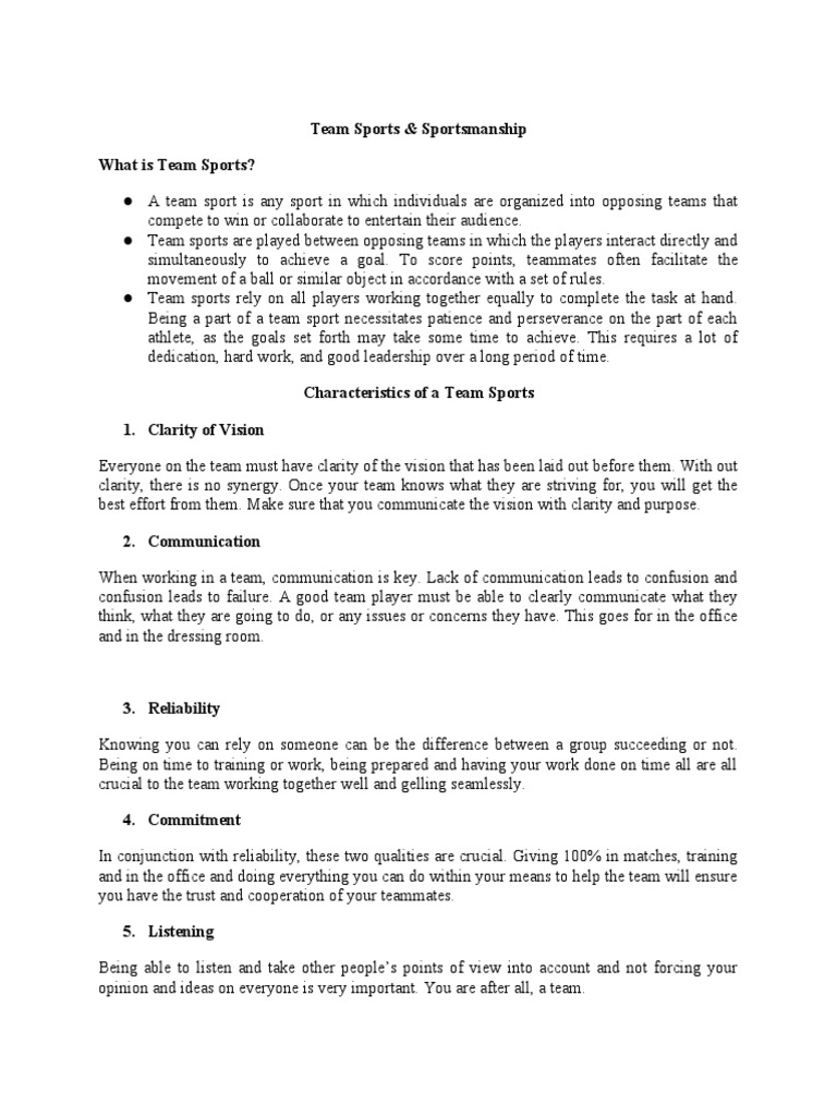 P.E ReportTeam Sports & Sportsmanship | PDF | Volleyball | Sports