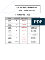 CALENDÁRIO DE PROVAS - 2022 - 8 Ano PDF