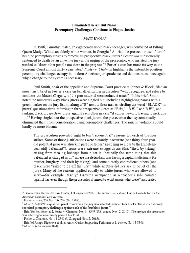 US SUP COURT FOSTER recusación discriminatoria PDF Batson V