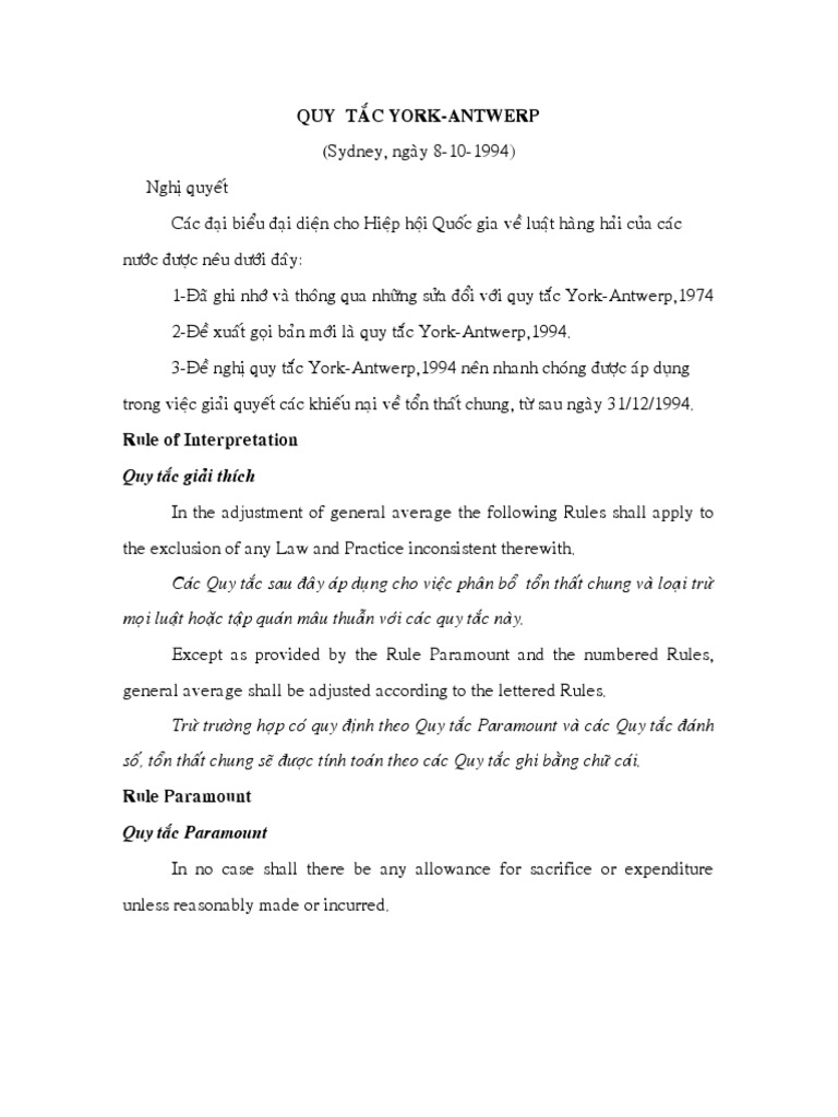 Quy tắc YorkAntwerp 1994 PDF
