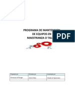 PROGRAMA DE MANTENCION DE EQUIPOS MAESTRANZA O TALLER 