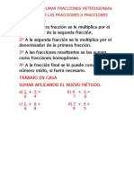 Pasos para Sumar Fracciones Heterogeneas