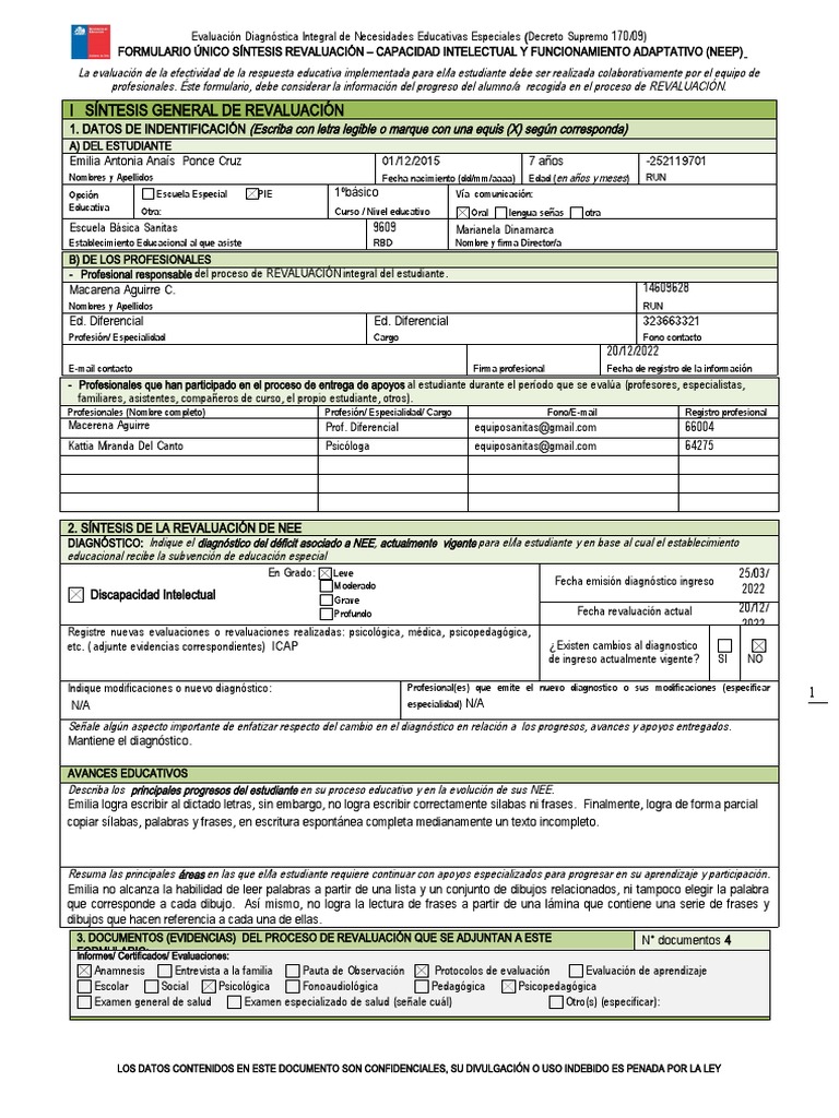 Fu de Re Evaluación Emilia Ponce 2022 | PDF | Evaluación | Aprendizaje