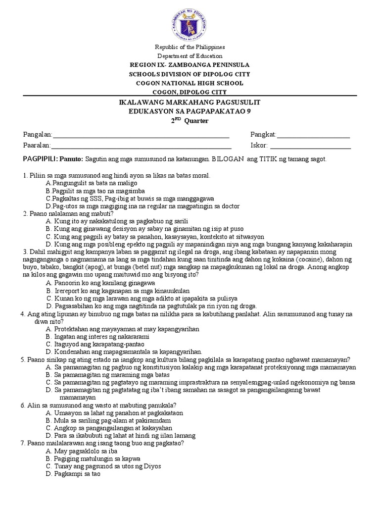 Q2 Esp9 TQ | PDF