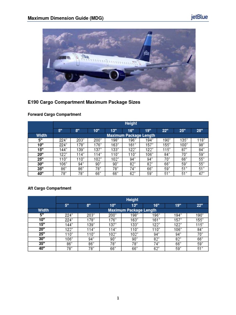 E190 Cargo Maximum Dimension Guide PDF Length Transport