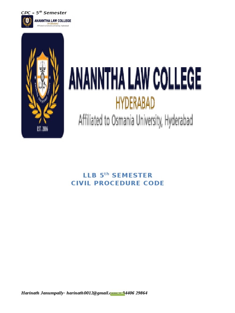 CPC Syllabus for 5th Semester LLB | PDF | Lawsuit | Res Judicata