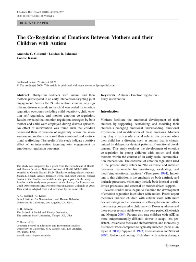 Emotional Co Regulation Mothers And Children Pdf Emotional Self