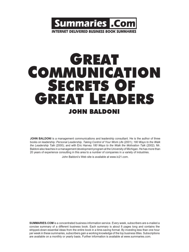 HOW GREAT LEADERS COMMUNICATE PDF visual data 2