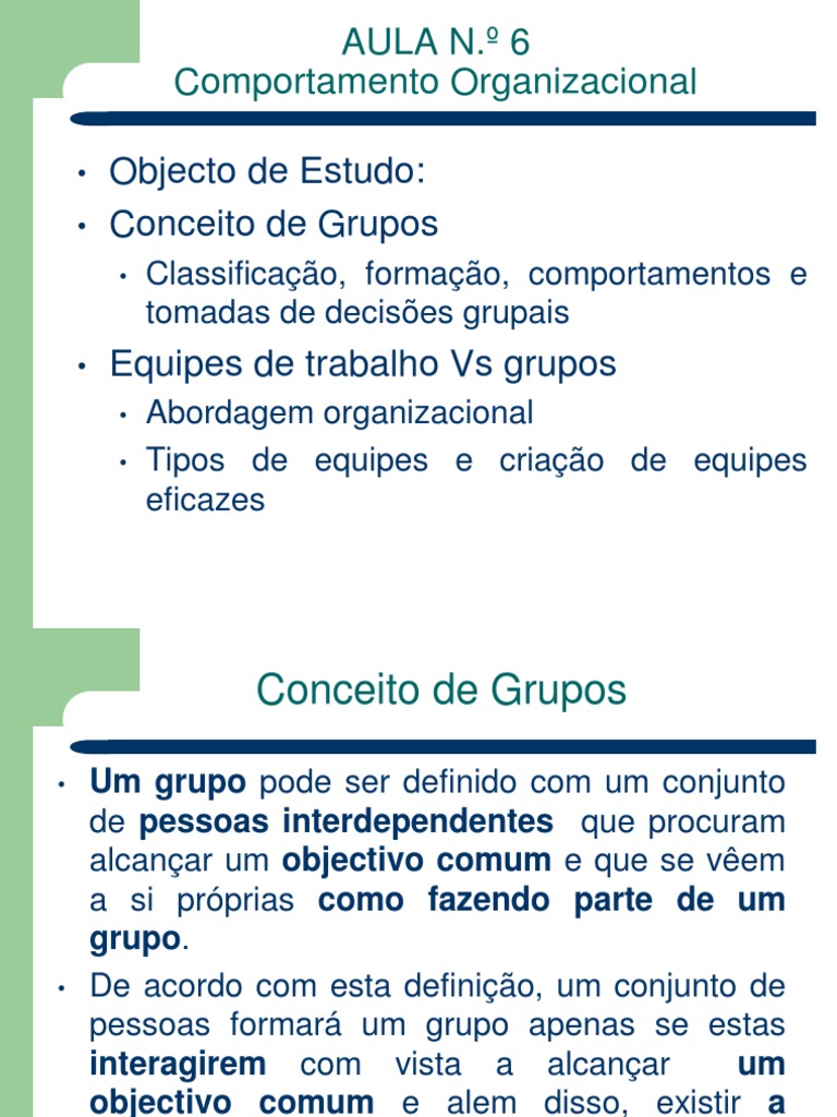 GRUPOS e EQUIPES DE TRABALHOppt | PDF | Comportamento