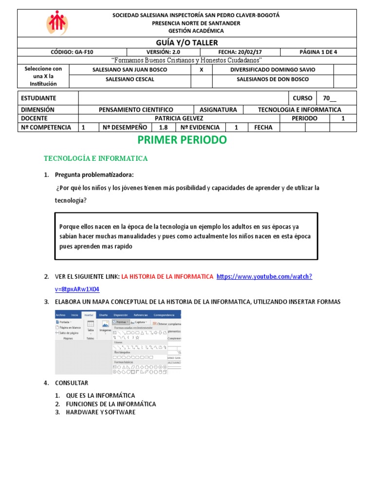 Guia Taller # 1 - Tecnologia e Informatica 7° | PDF | Informática ...