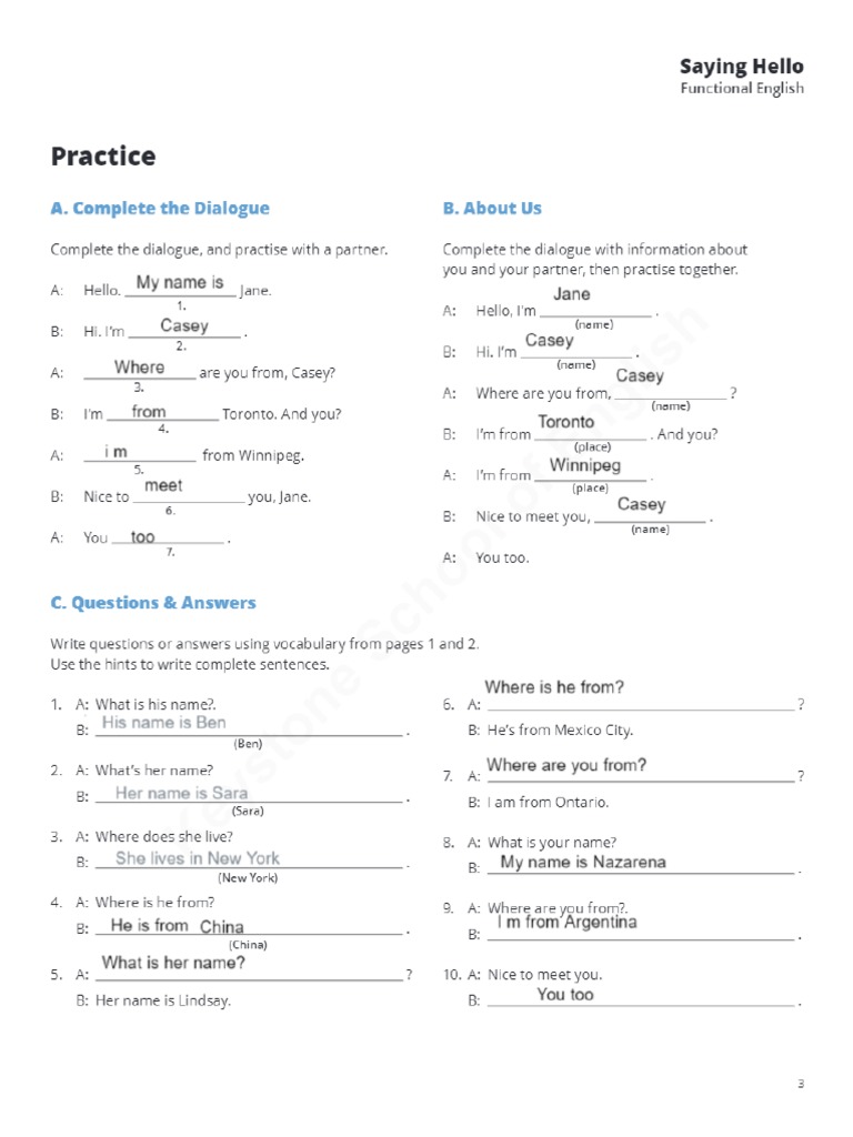 Saying Hello - 3 PDF | PDF