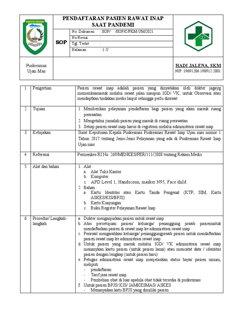 Pendaftaran Pasien Rawat Inap Pandemi | PDF