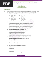 ISC Class 12 Physics Question Paper Solution 2020 PDF