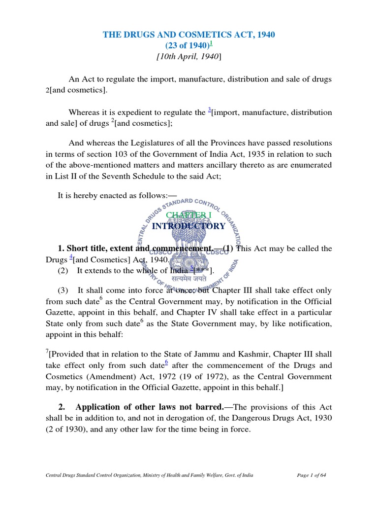 What Is Schedule M In Drug And Cosmetic Act