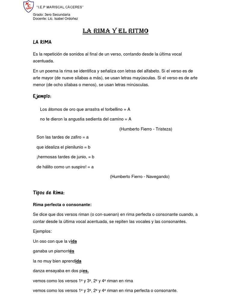 Rima y Ritmo en la Poesía | PDF | Ritmo | Poesía