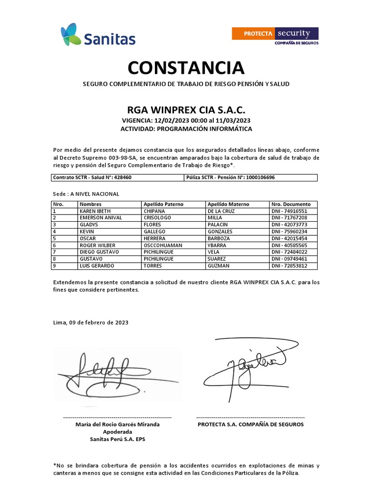 Constancia RGA WINPREX-12-02-2023 | PDF
