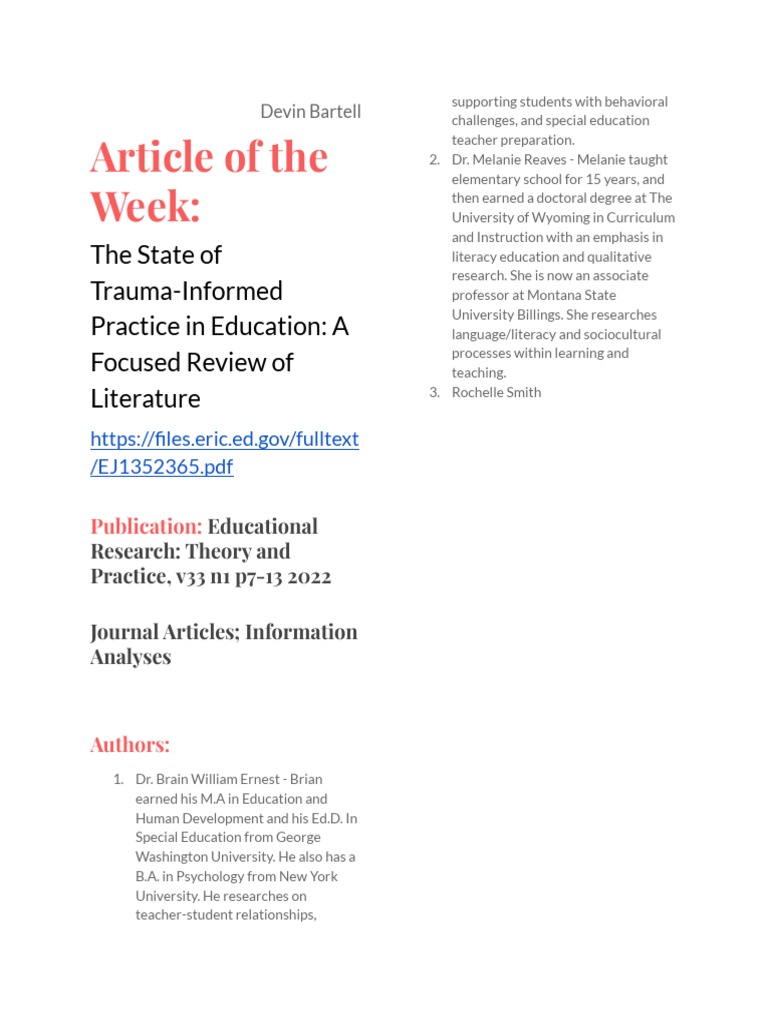 Article of The Week Handout | PDF