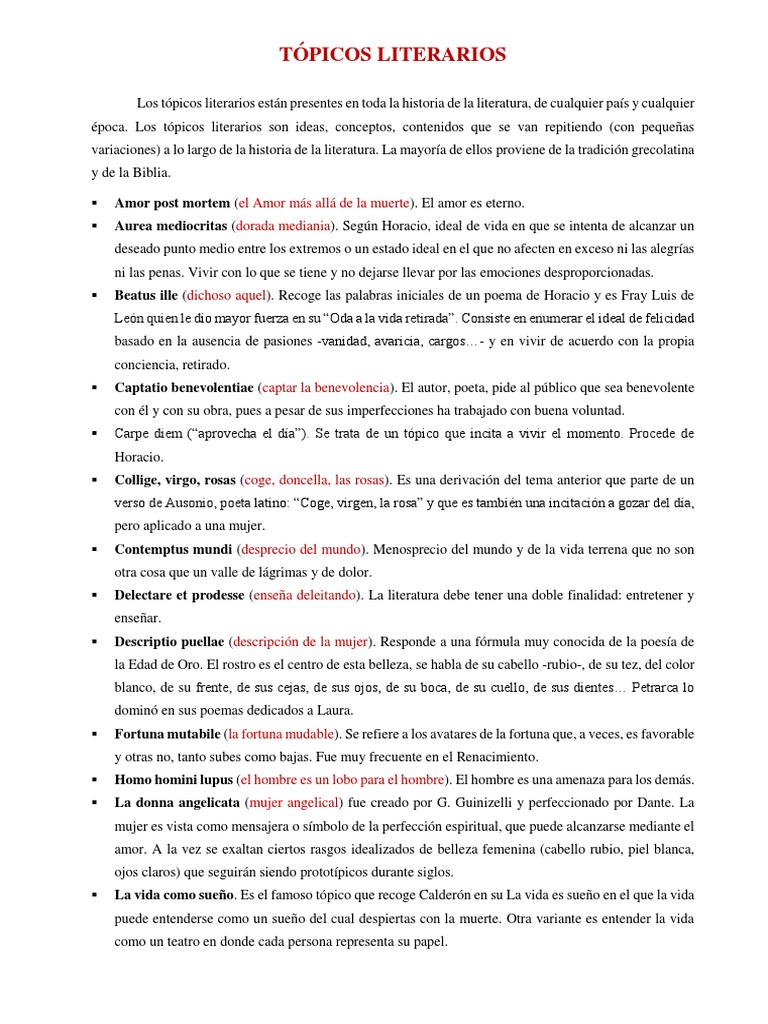 Tópicos Literarios Clásicos y Su Significado | PDF | Horacio