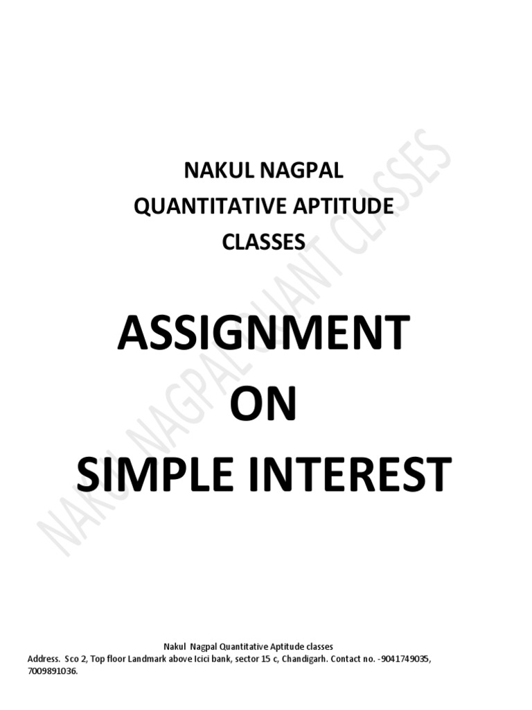 Simple Interest Pdf Interest Interest Rates