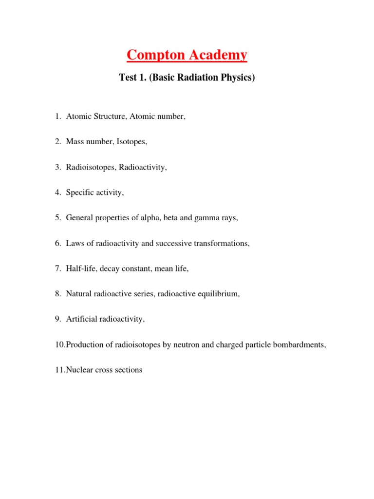 1 MARCH 2023 Basic Radiation Physics PDF | PDF | Science & Mathematics ...