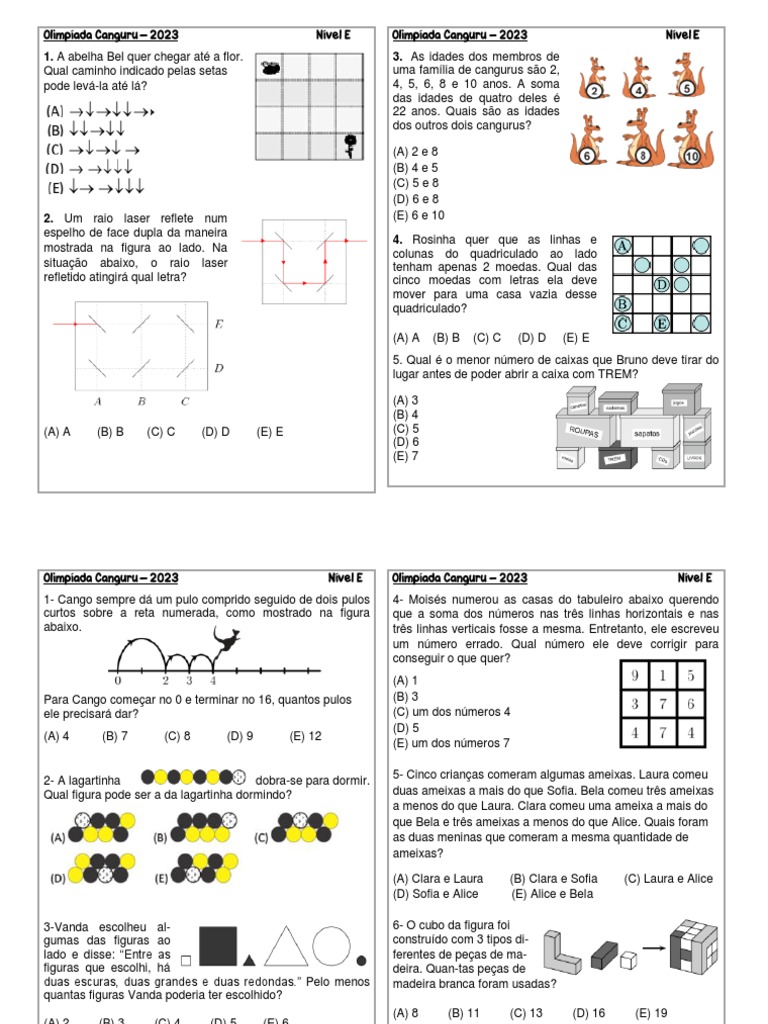 Olimpíada Canguru 2_Treino_Nível E | PDF