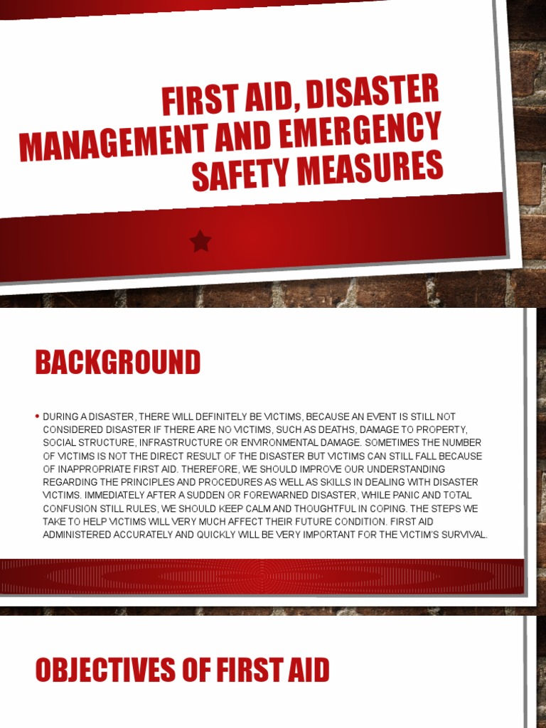 First Aid, Disaster Management and Emergency Safety PDF First Aid