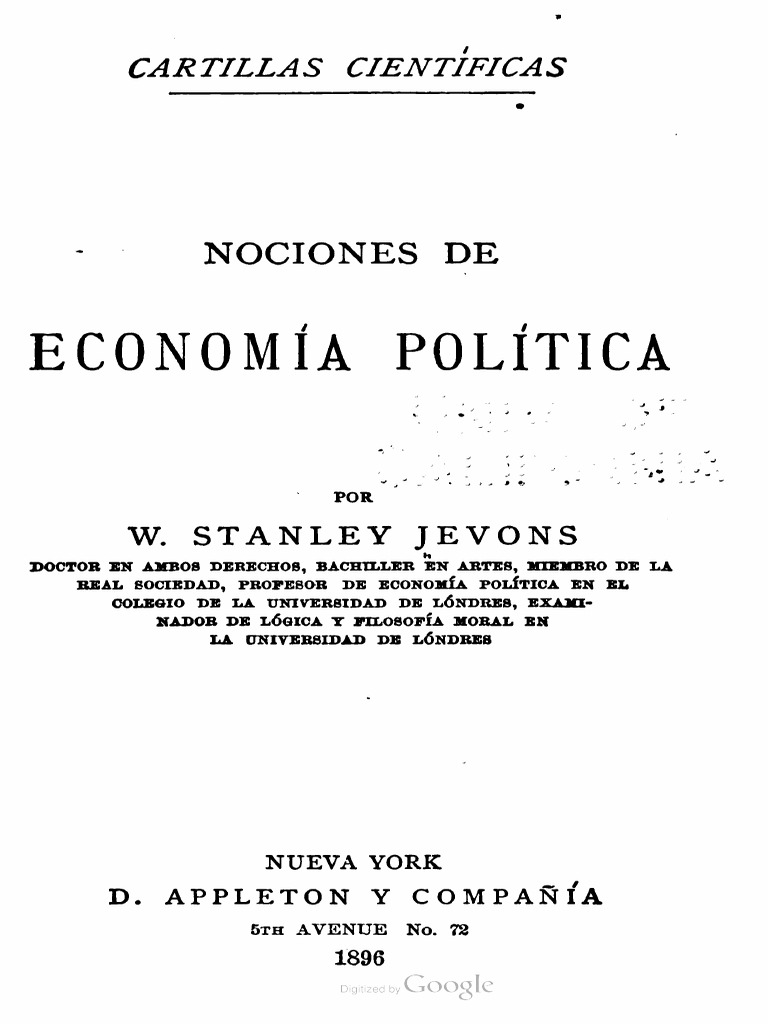 William Stanley Jevons - Nociones de Economia Politica (1896) | PDF ...