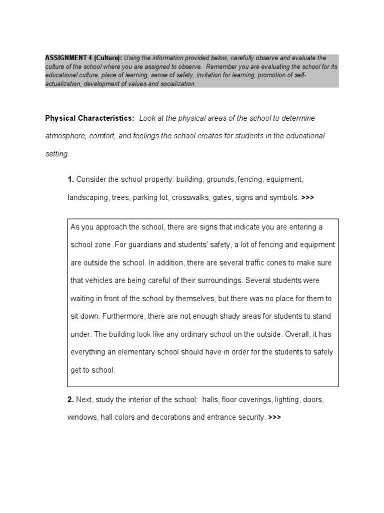 Edu 201 Assignment 4 Culture | PDF | Teachers | Classroom