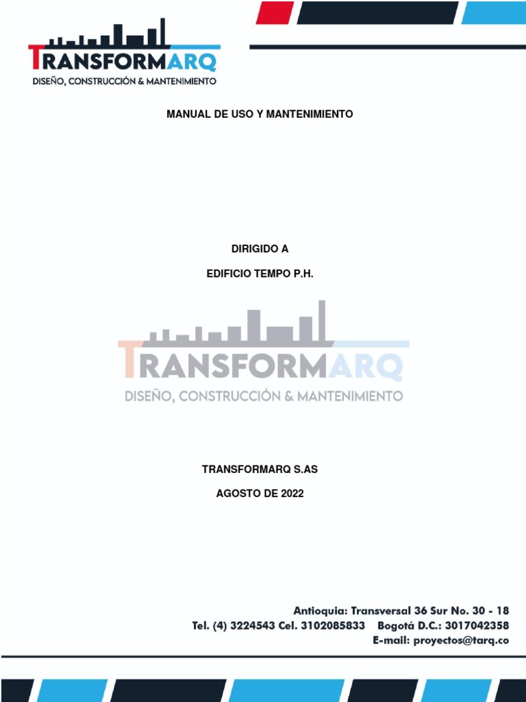 Manual de Uso y Mantenimiento Edificio Tempo PH PDF | PDF | Pintar | Lentes