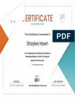 Mandated Reporter Medical Professional Training Certificate