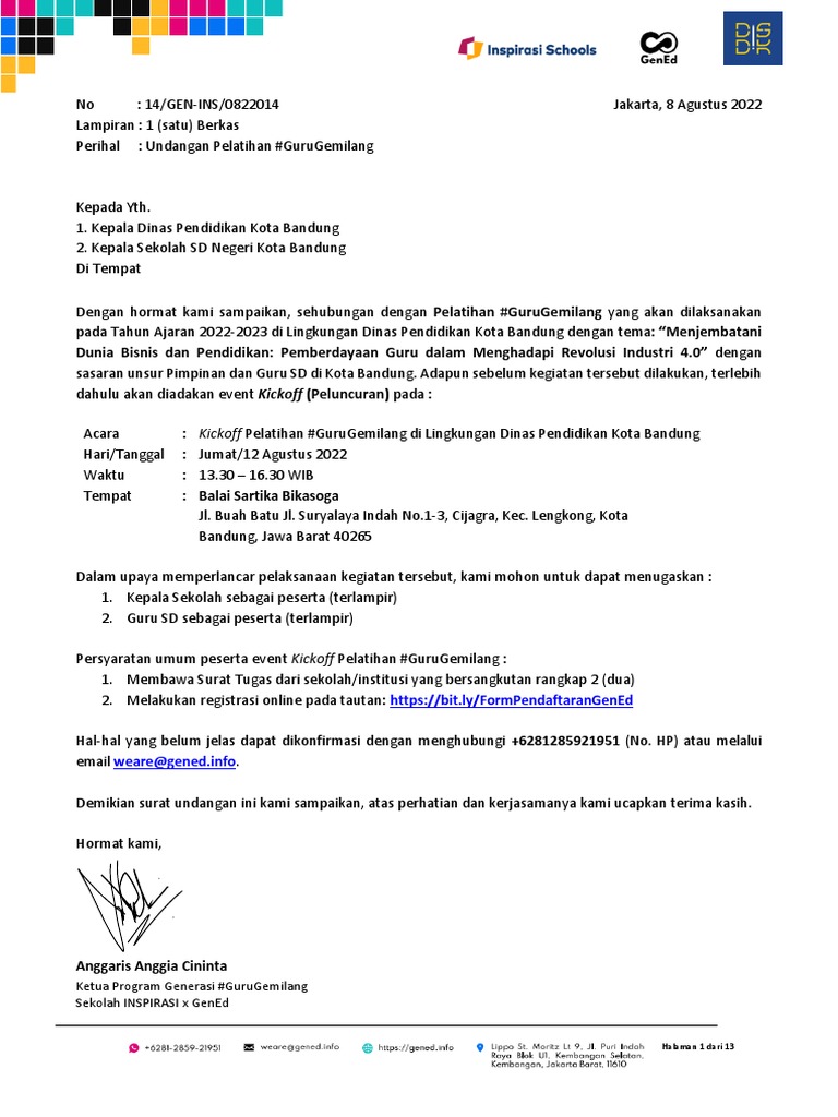 Contoh Surat Undangan Guru | PDF