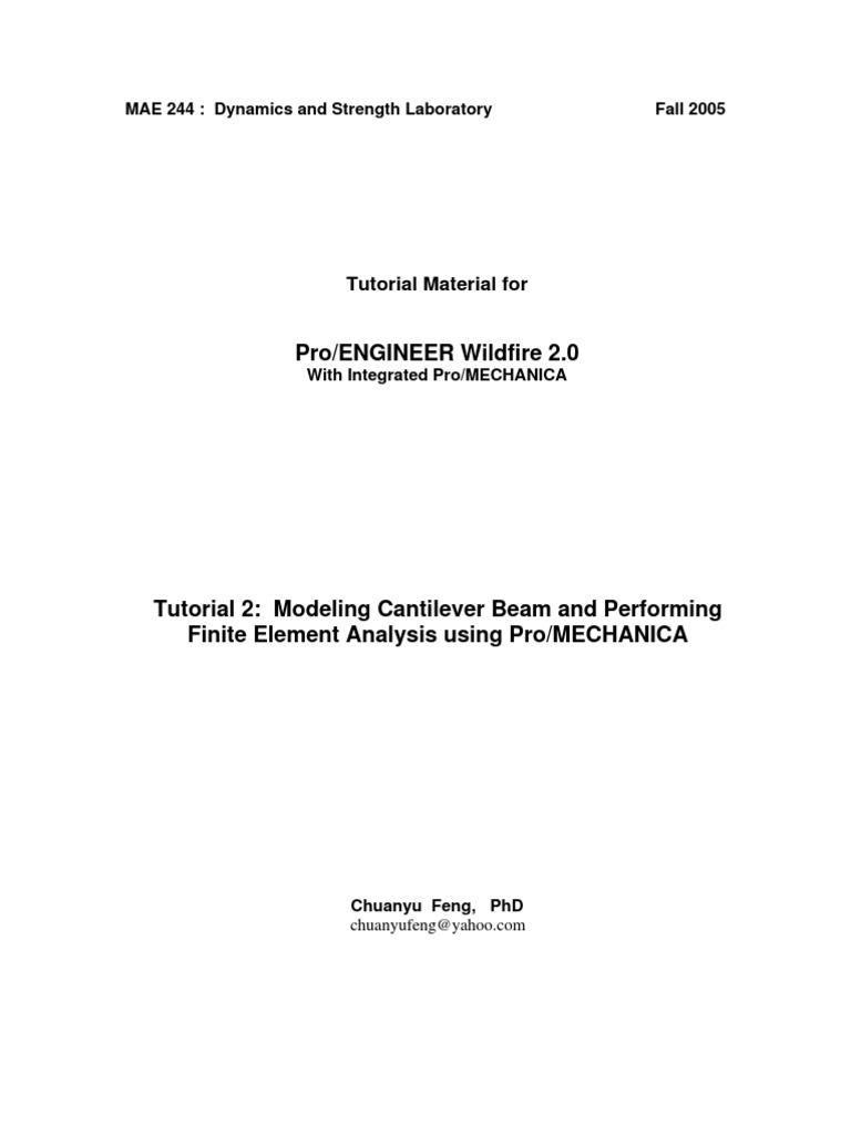 Cantilever Beam FEA Tutorial in Pro/MECHANICA | PDF | Finite Element ...