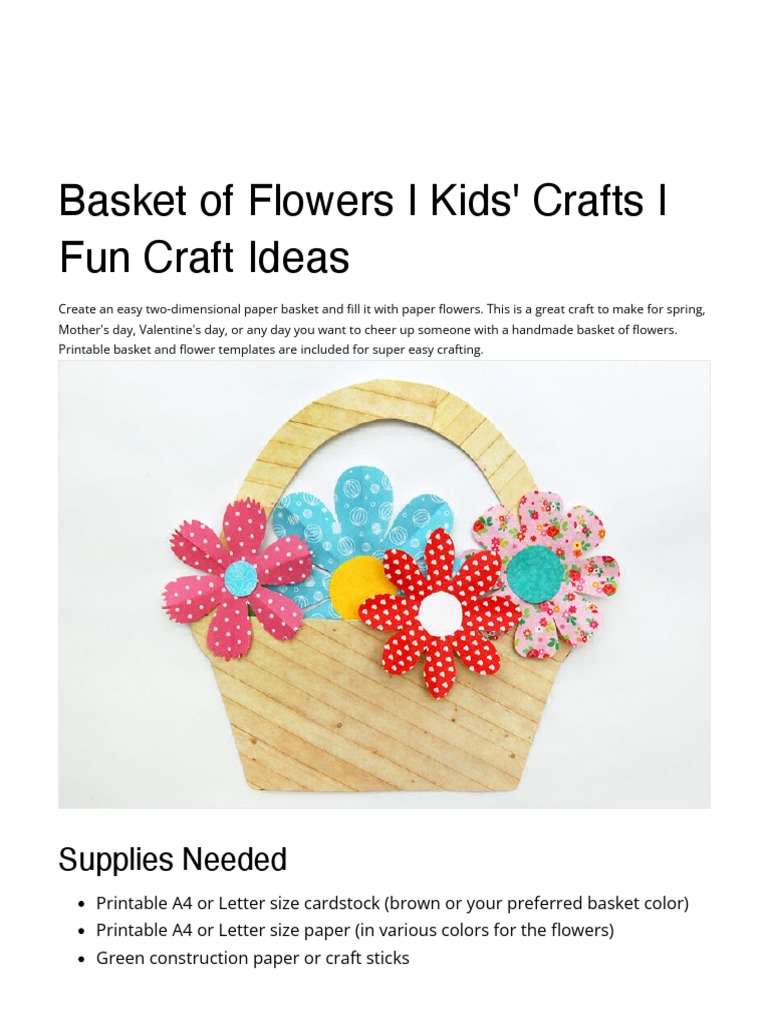 Paper Flower Basket Craft for Kids | PDF | Decorative Arts | Crafts