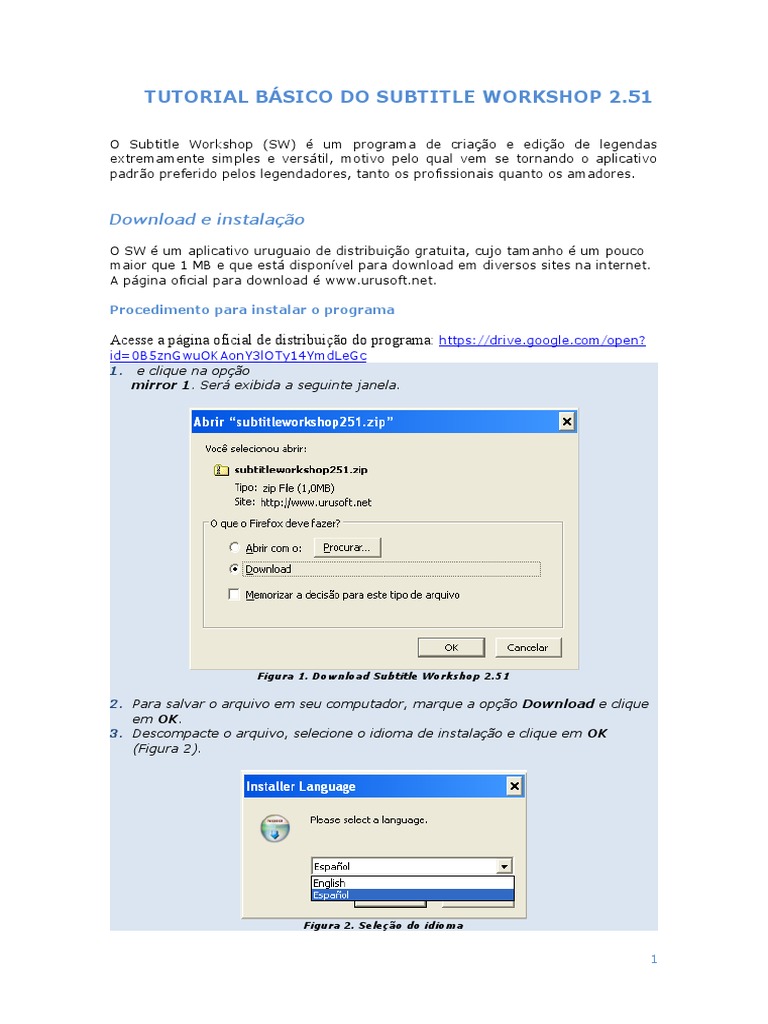 Tutorial do Subtitle Workshop 2.51 | PDF | Janela (informática) | Tempo
