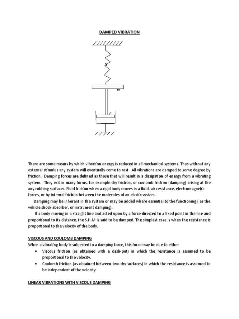 Damped Vibration: Viscous and Coulomb Damping | PDF | Friction | Damping