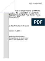 Comparison of Experimental and Model Data For The Evaporation of A Synthetic Topopah Spring Tuff Pore Water, Yucca Mountain, NV