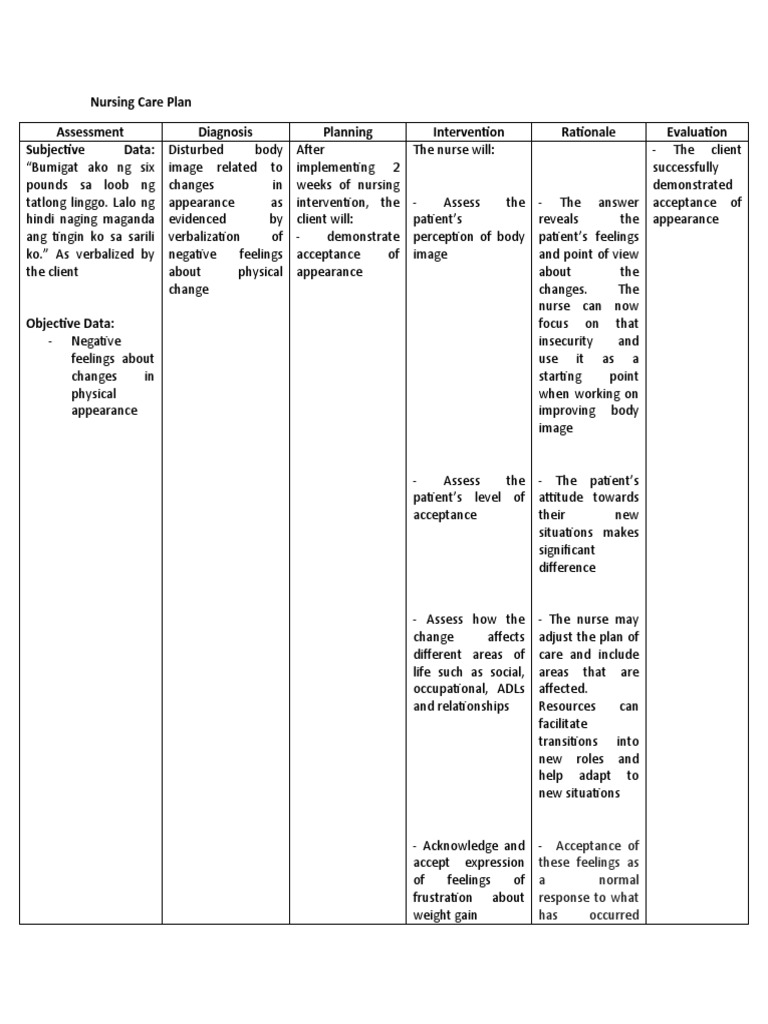 NCP 3 (BP Ii) PDF Weight Loss Nursing